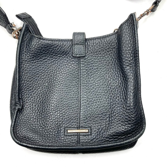 Rebecca Minkoff Pebbled Leather Mini Tote Bag 8x7" Black Minimalist - Picture 4 of 16